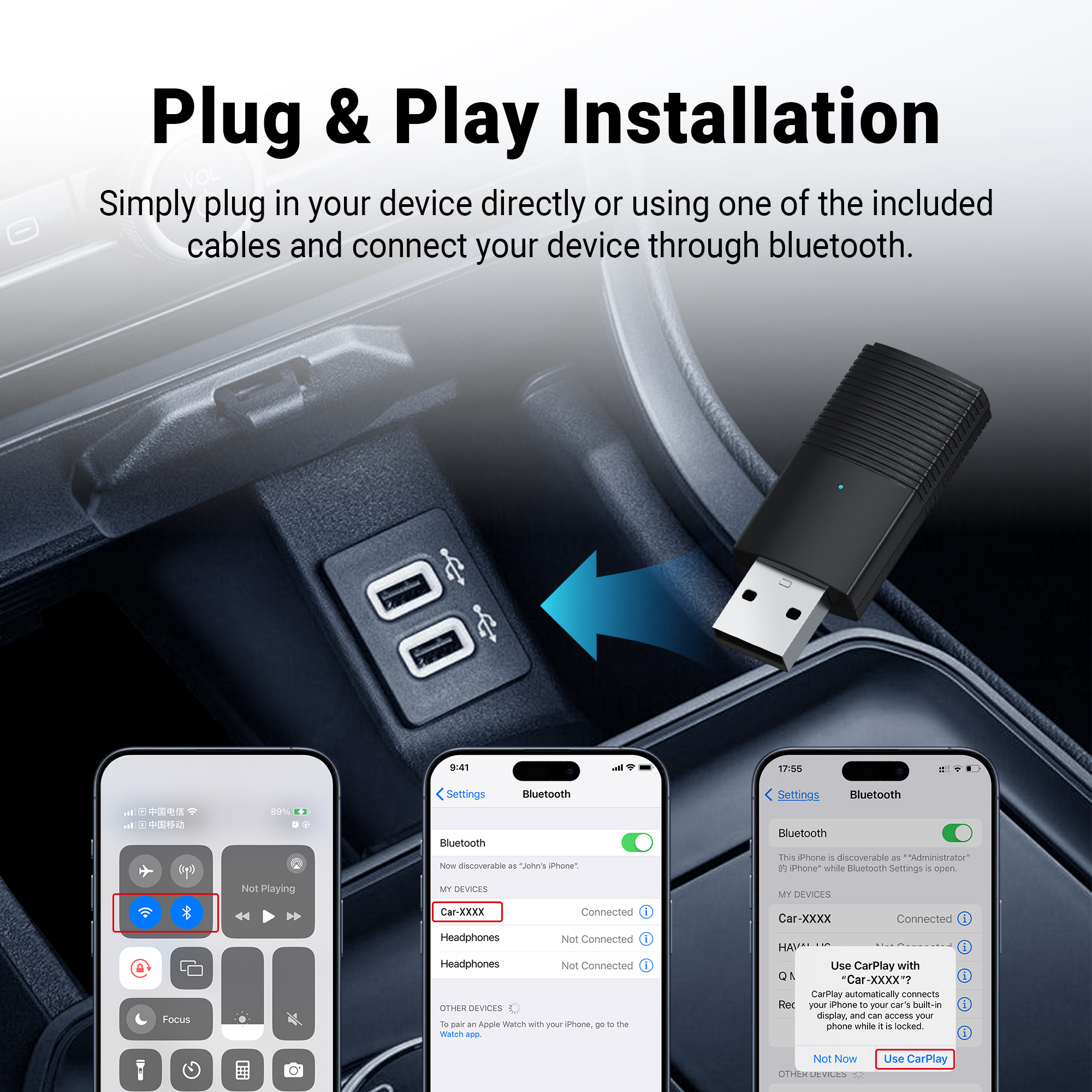 OTTOMOTION Mini Wireless CarPl – Bluetooth Adapter Receiver Bewertung und Preis